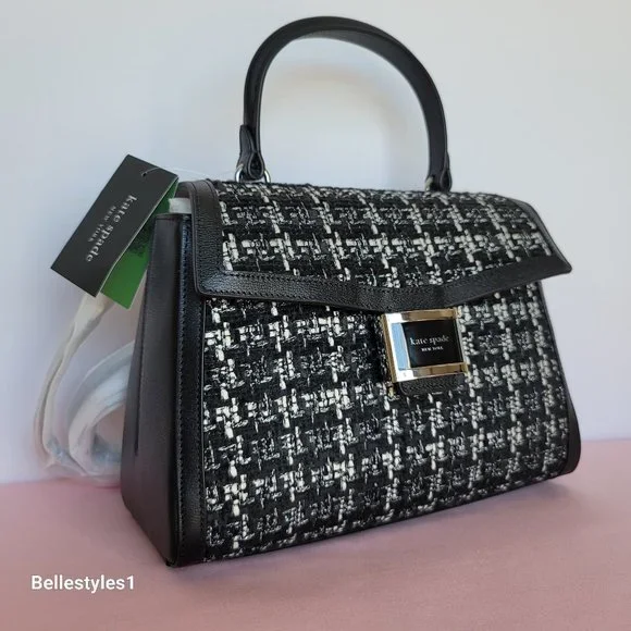KATE SPADE Katy Tweed Medium Top Handle Bag-Black Multi - Picture 2 of 16